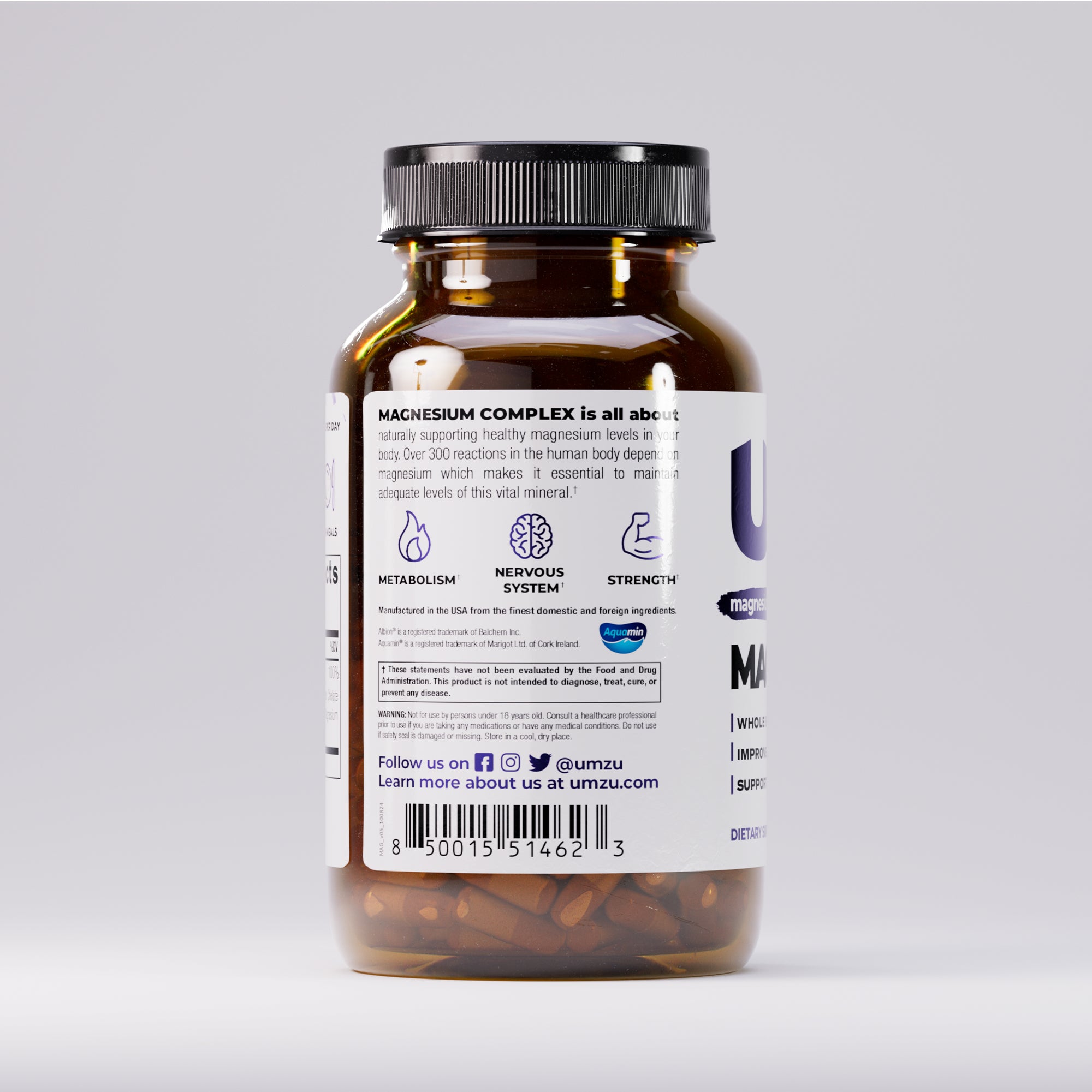 Daily Magnesium: Metabolism, Energy & Sleep Support Capsule UMZU