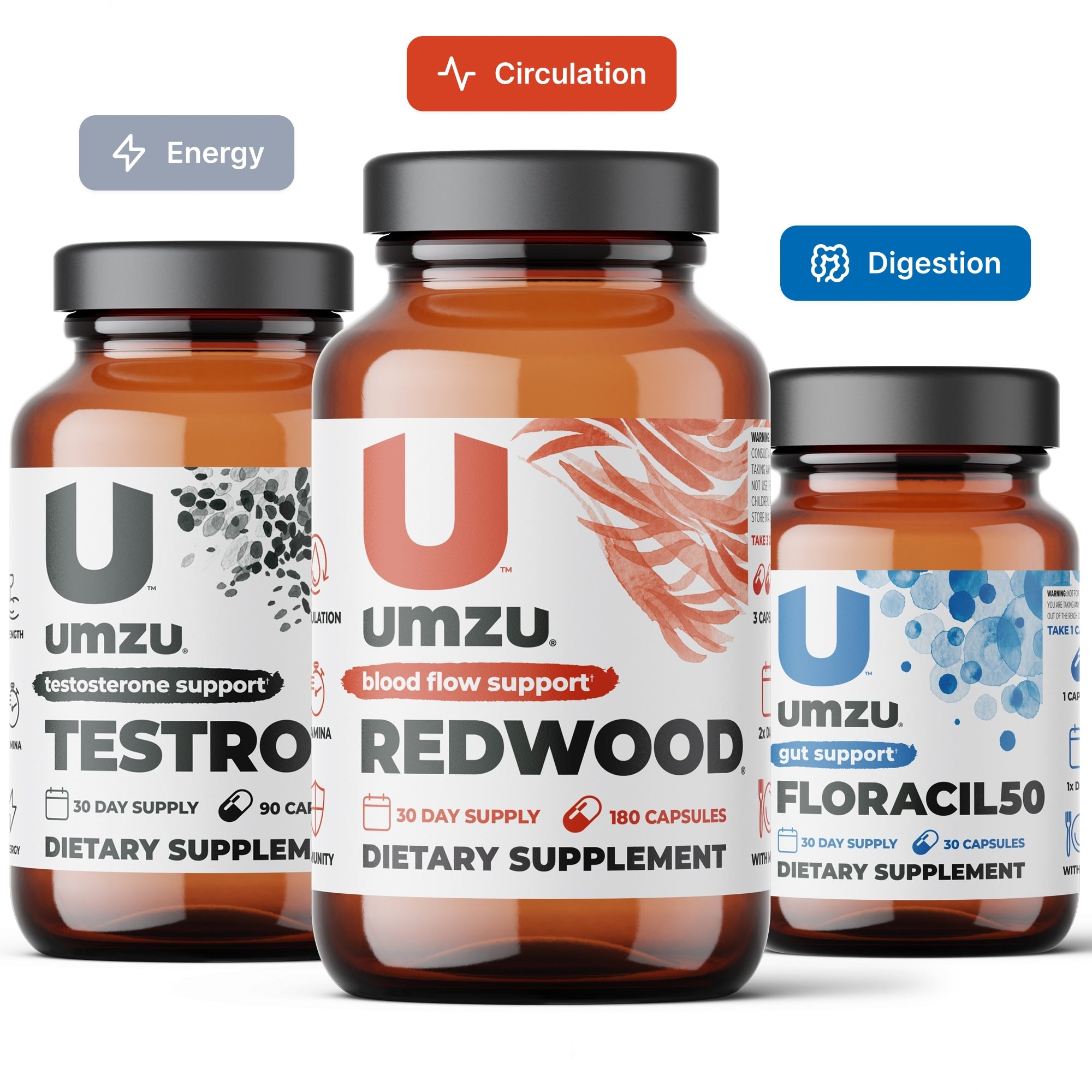 Male Vitality Optimization Bundle: Redwood, Testro-X & Floracil50 Bundles UMZU