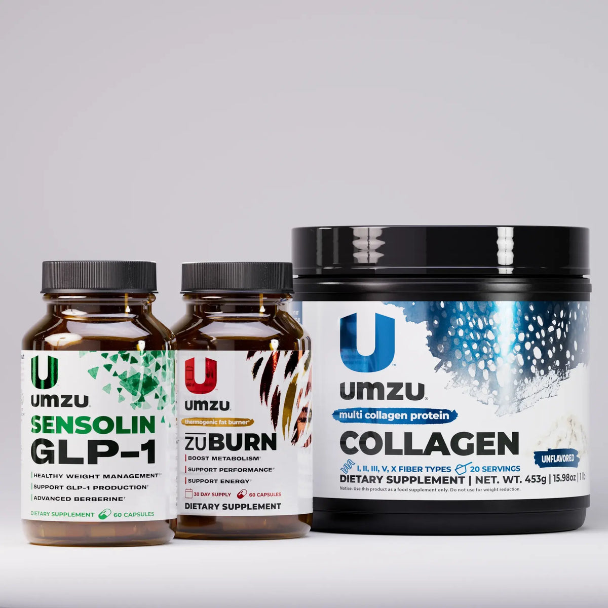 Weight Loss Bundle: Collagen, Sensolin GLP-1, zuBurn Bundles UMZU Unflavored